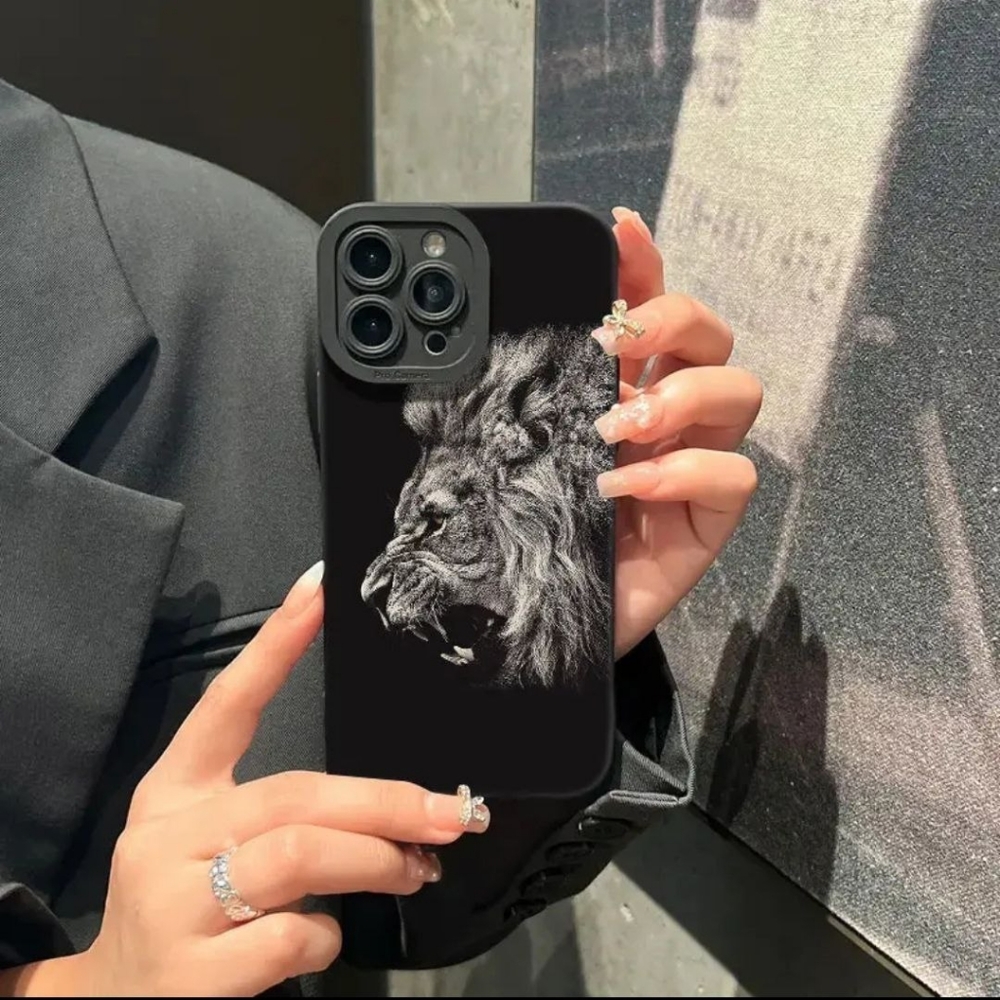 Case For iPhone 13 Pro Lion Pattern BLACK-SALE - Picture 3 of 4